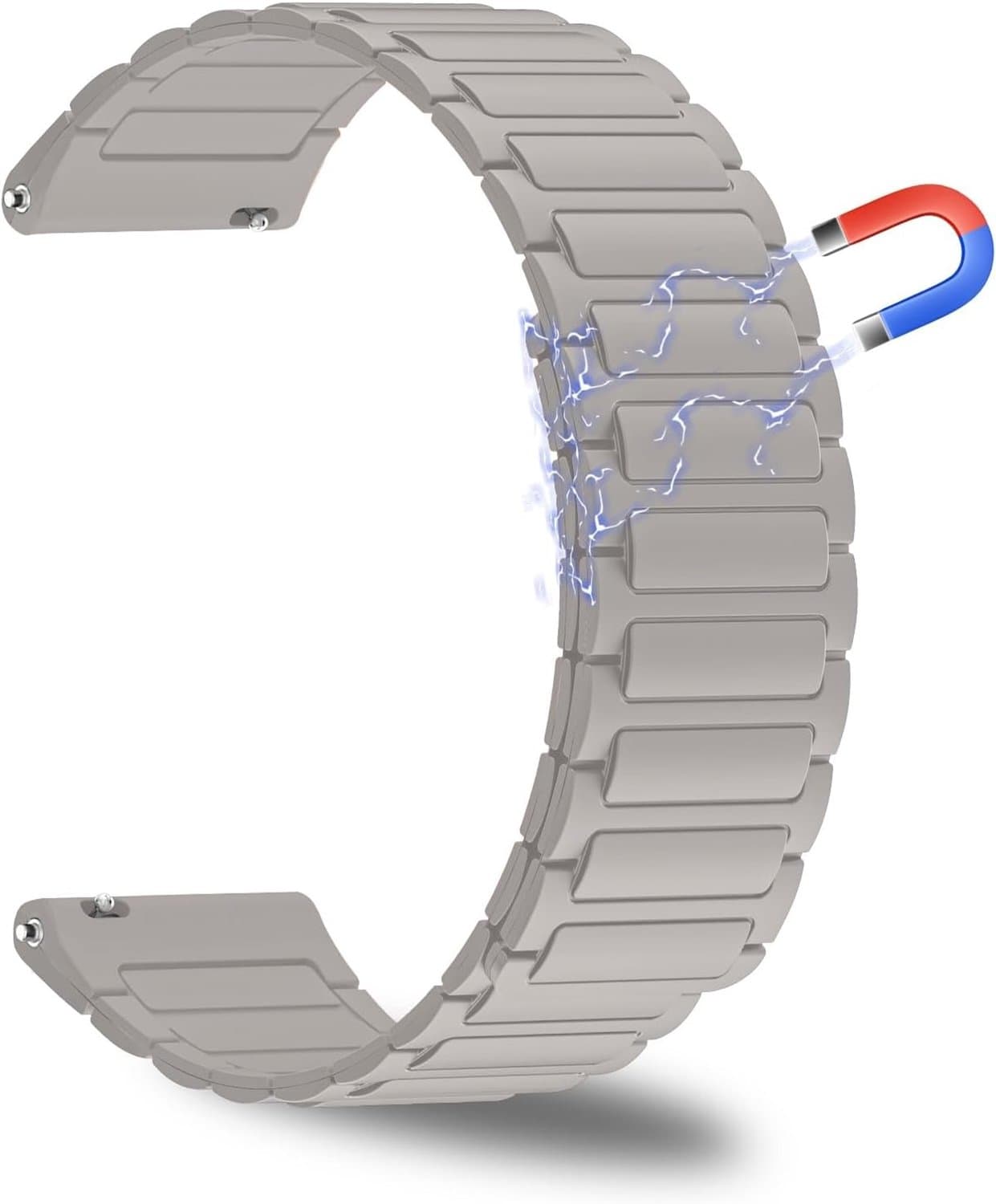 Dubbelzijdige 22 mm horlogeband van magnetisch silicone voor mannen en vrouwen, snel te bevestigen, sportieve stijl, geschikt voor traditionele horloges en smartwatches