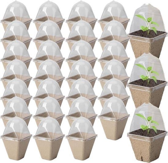 Biologisch afbreekbare plantenpotten - Turfcontainers voor zaaien - Voor het kweken van zaailingen - Zonder wortelverstoring - 30 stuks - Bruin