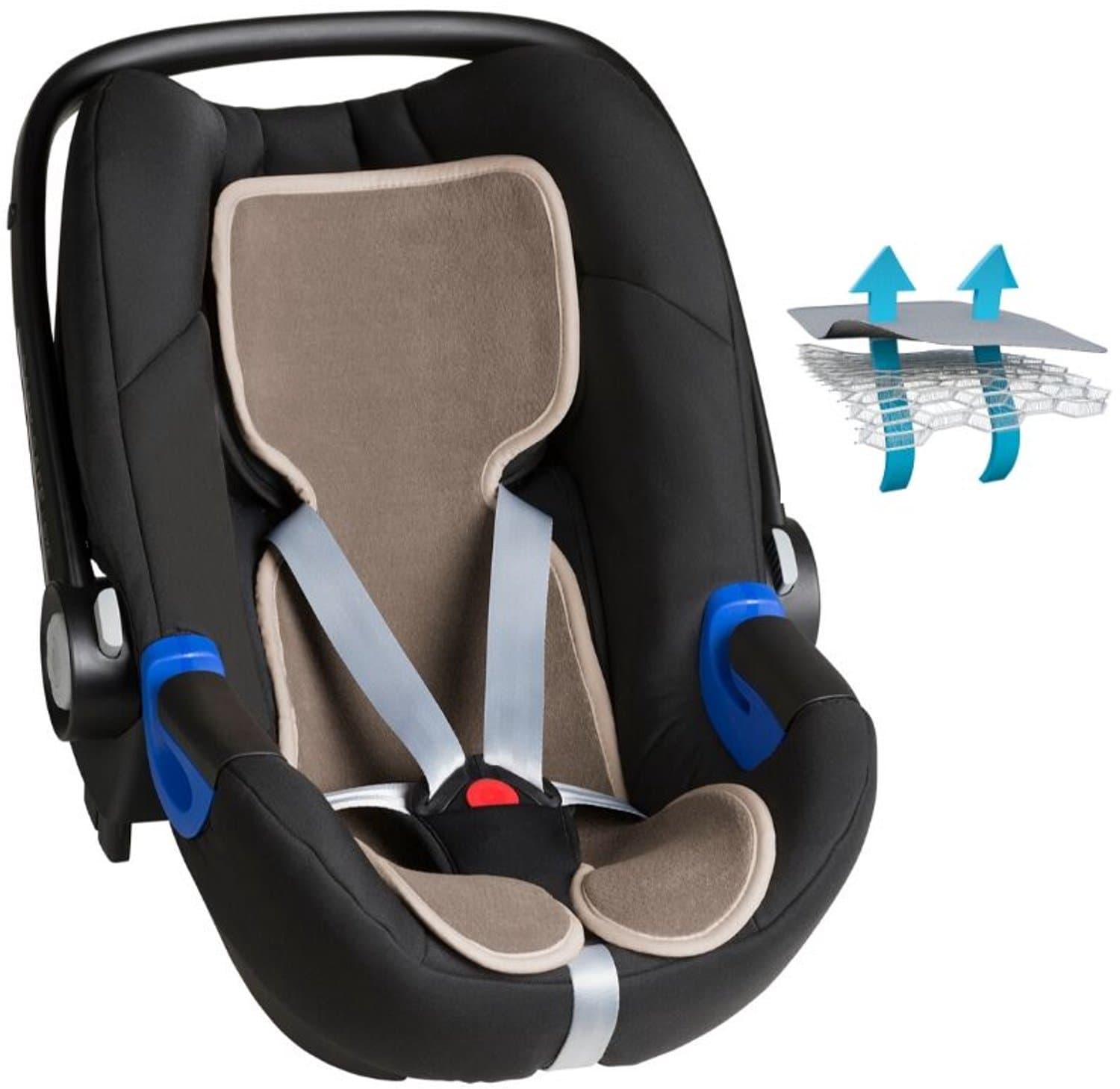 Merkloze anti-zweet inlegger autostoel 0-13 kg, donker beige