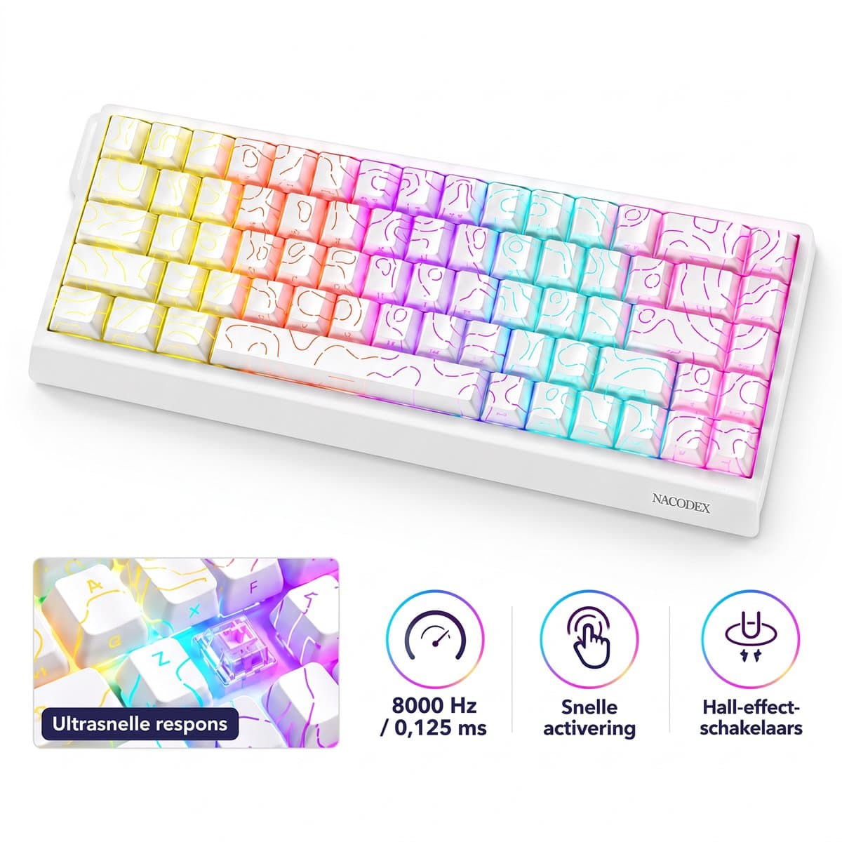 AJAZZ NK68 – Mechanisch Gaming Toetsenbord – 68 Toetsen – Hot-Swappable – RGB Verlichting – Bedraad – Compact QWERTY