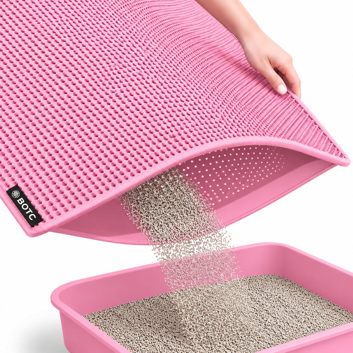 BOTC Kattenbakmat XL - Dubbellaags - 60x45 cm - Waterdicht - Urinebestendige opvangmat - 1 stuk - Roze