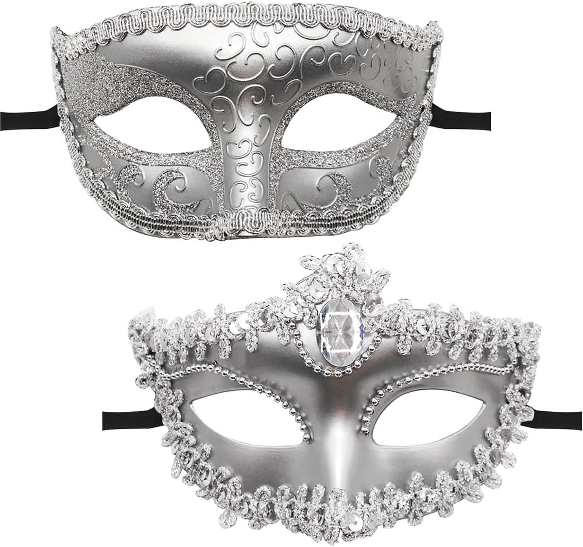 Masker voor dames en heren, 2 stuks maskerade maskers voor bal, feest, maskerade, sexy oogmasker kostuum