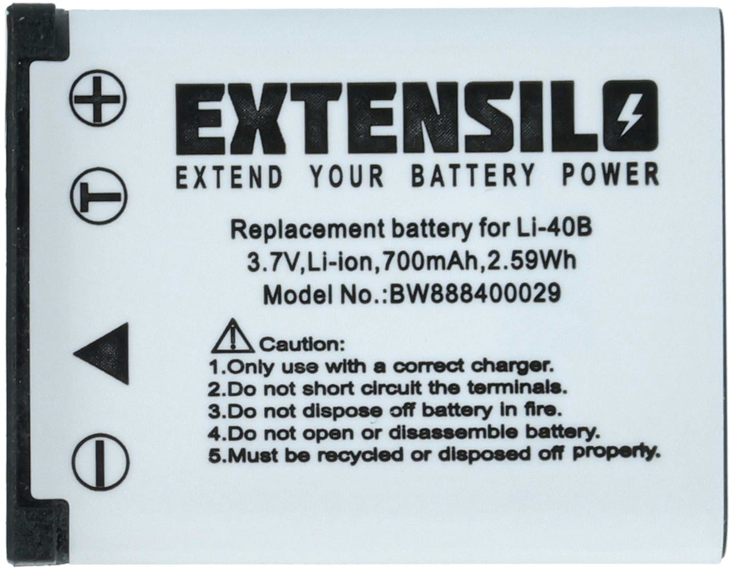EXTENSILO-accu compatibel met Nikon Coolpix S210, S225, S4000, S500, S230, S200, S220, S3000, S570, S510, S5100, S520 camera (700 mAh, 3,7 V, Li-Ion)