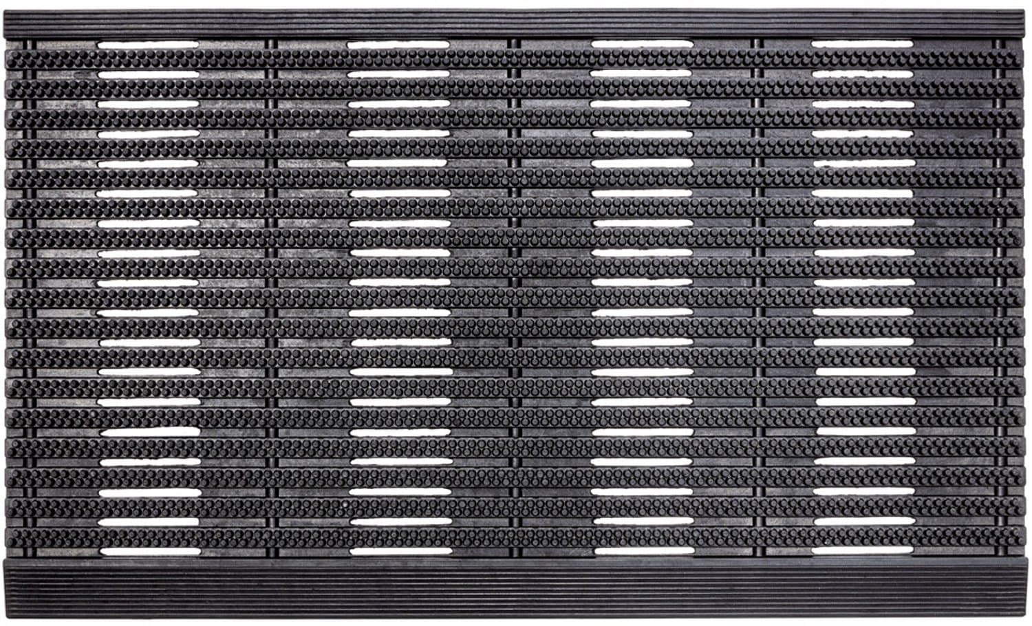 Hamat Rubber Line Black 45 x 75 cm - Buitenmat - Deurmat Buiten - Rubberen Schrapmat - 100% Rubber