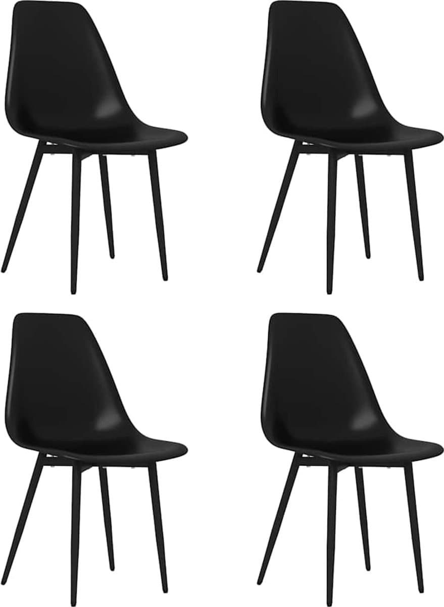 vidaXL Eetstoelen Set van 4 - Zwart, PP-materiaal, 46 x 52 x 84 cm