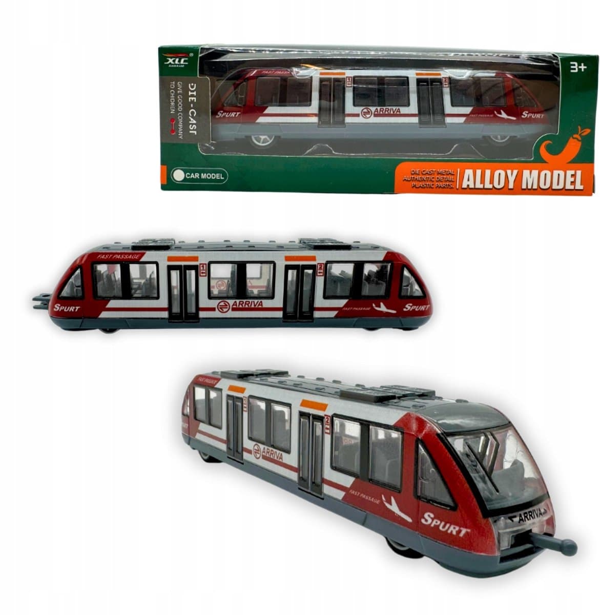 Modern Rode Tram Speelgoed 20cm met Pull-Back Motor & Koppelbaar