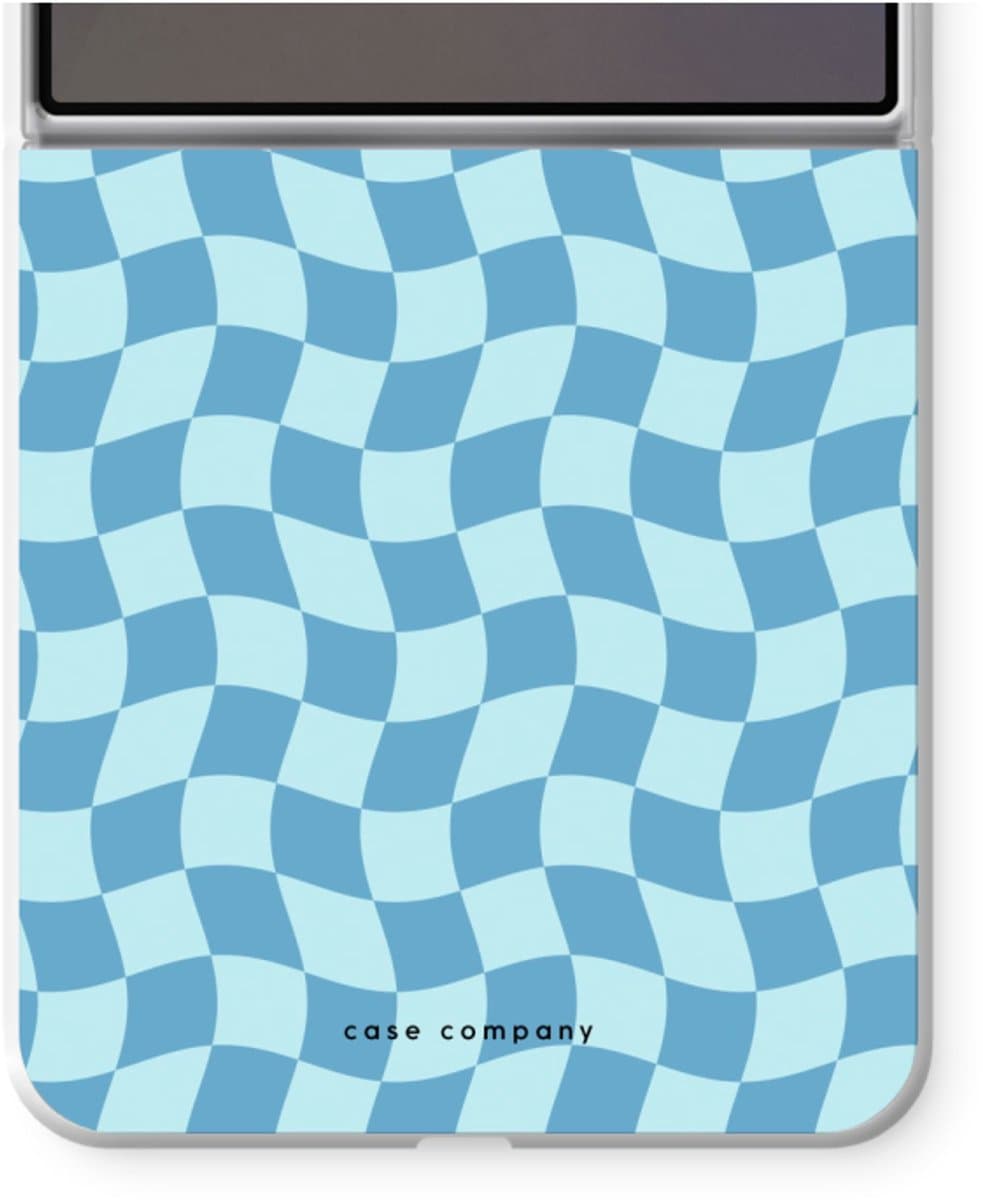 Case Company® - Hoesje geschikt voor Samsung Galaxy Z Flip7 hoesje - Grid Blauw - Soft Cover Telefoonhoesje - Bescherming aan alle Kanten en Schermrand