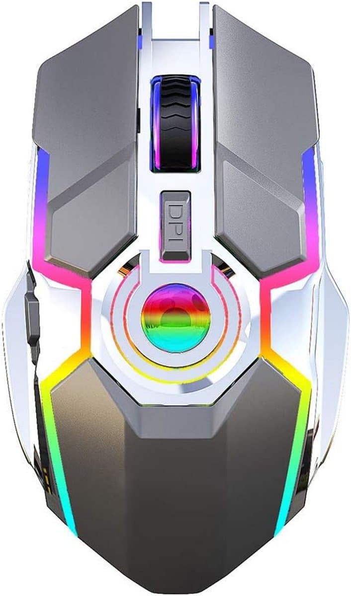 Draadloze Oplaadbare RGB Gaming Muis met 2400 DPI voor Laptop en PC