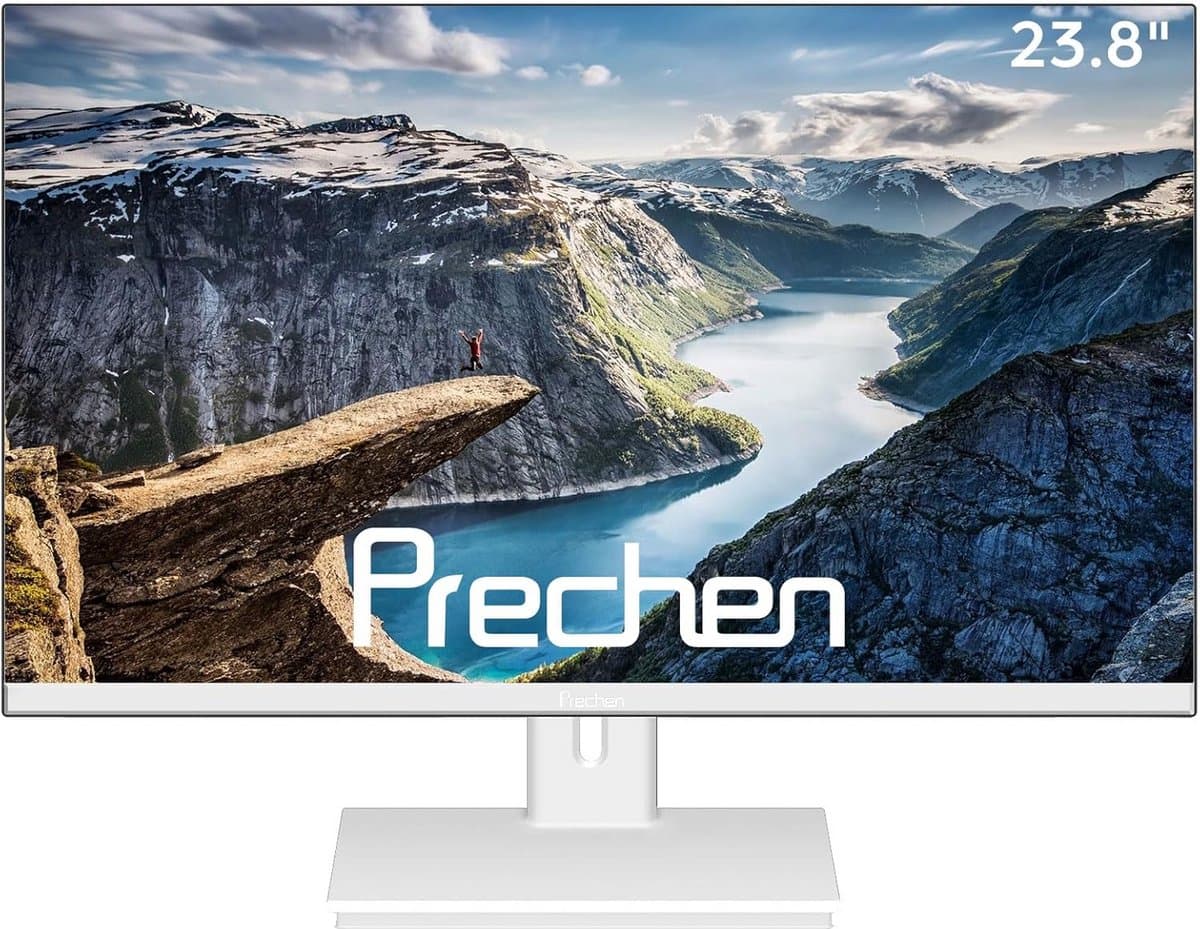 24 inch Full HD(1080p) Monitor voor Computer - 75Hz Gaming & Kantoor - Randloos - HDMI & VGA - Wit