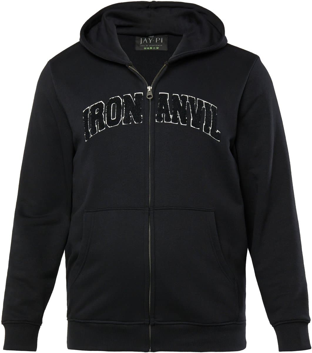 JAY-PI - Heren - Hoodie-jack Iron Anvil fitness sweatstof capuchon - Zwart - Maat 5XL