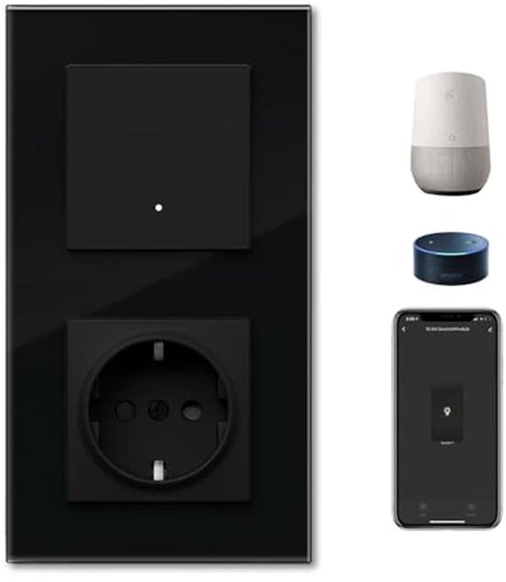 Stopcontact met Smart Wifi Lichtschakelaar - Intelligente Inbouw Schakelaar voor Smart Home, Compatibel met Alexa en Google Home