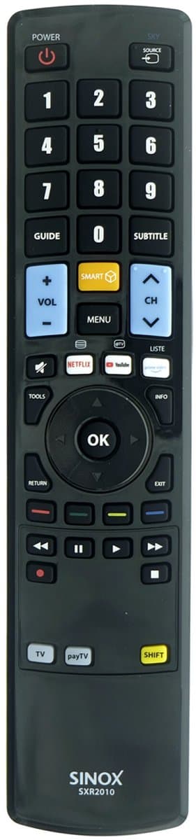 Sinox SXR2010 afstandsbediening RF Draadloos TV Drukknopen