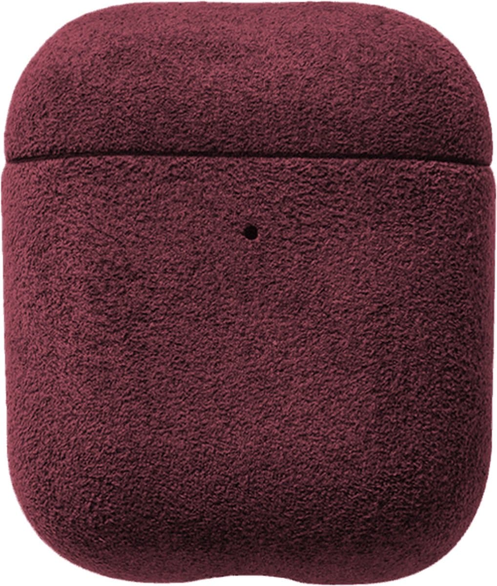 Hoesje Geschikt voor Airpods 1/2 Case - 100% Optimale Bescherming - 360° Shock Proof Hoesje - Premium Alcantara Case - Red