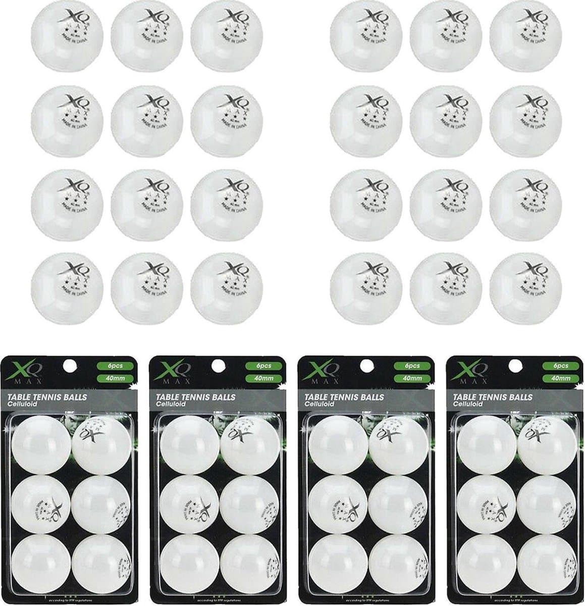 XQMax - Tafeltennisballen - 3 Sterren - 24 Stuks - Wit - tafeltennis ballen