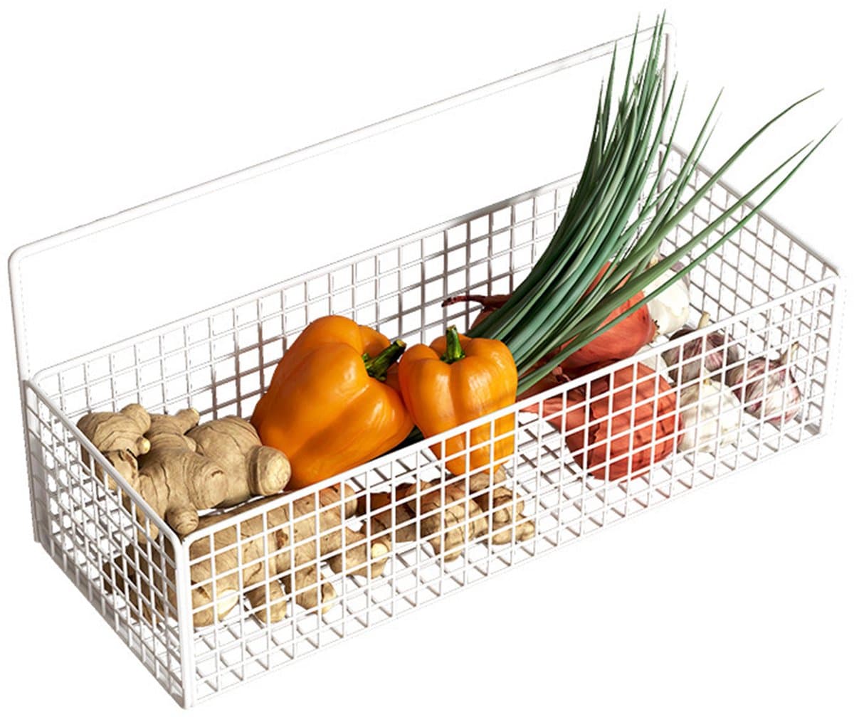 Draadmanden, metalen wandmanden, hangende fruitmanden, opbergmanden met zelfklevende achterkant - geschikt voor keukens, koelkasten, voorraadkasten, wasruimtes en badkamers.