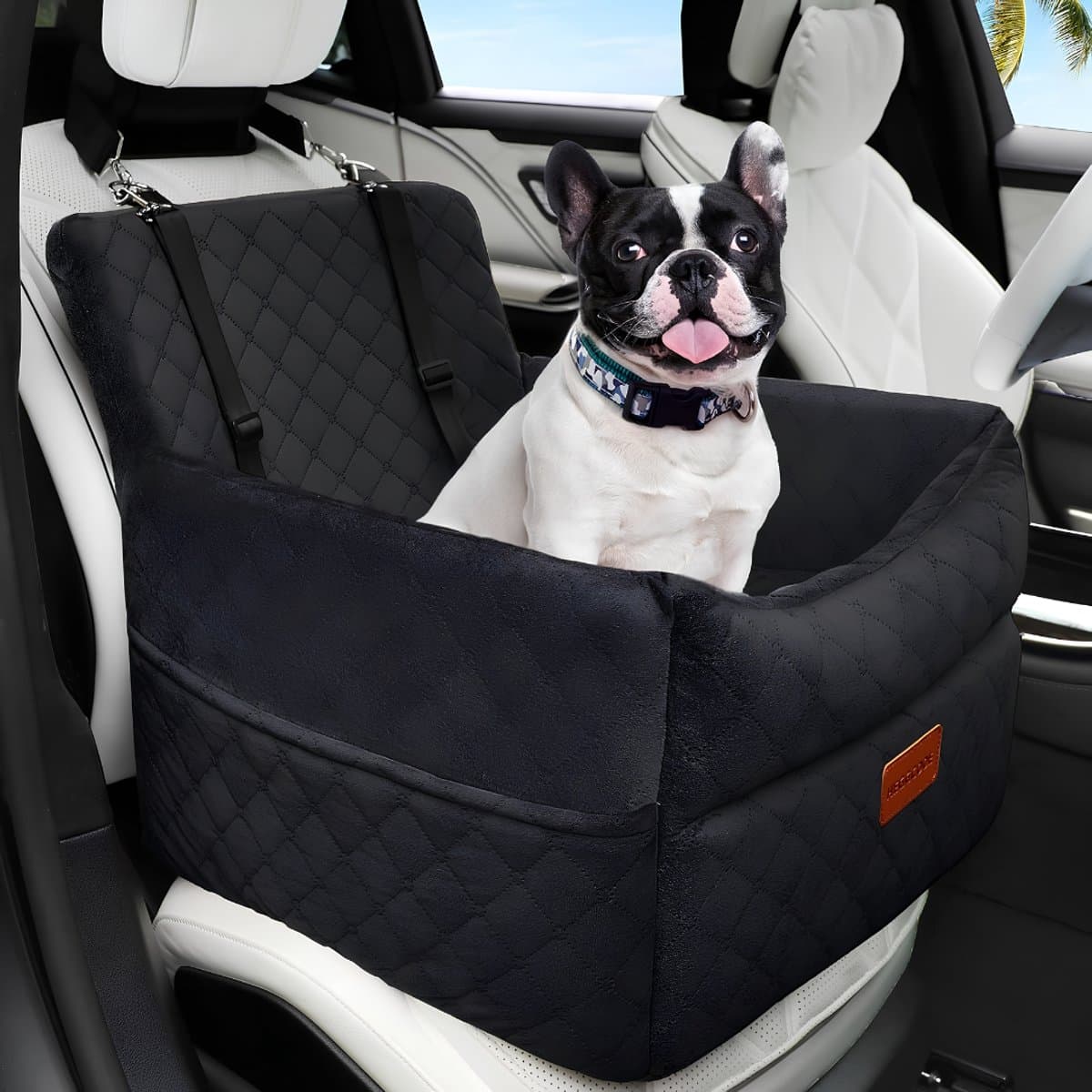 Ploutos® Hondenmand Auto - Voor Kleine Honden - Hondenmand Auto Achterbank - Autostoel Hond - Zwart - 53cm x 53cm x 48cm