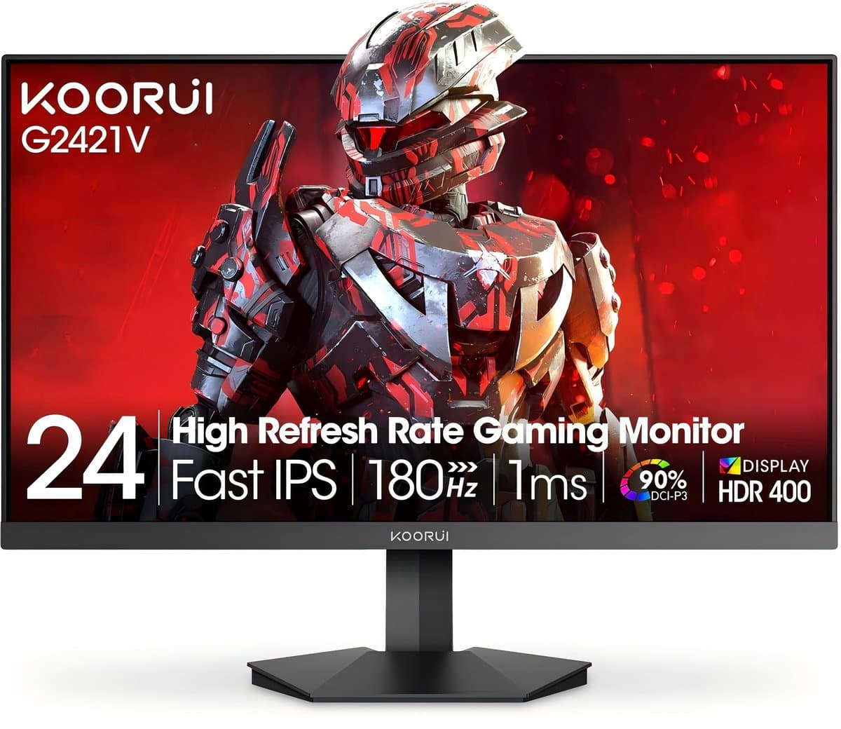 KOORUI G2421V 24-inch Gamingmonitor - 180 Hz - 1 ms - Snelle IPS-monitor- Schermresolutie 2560 × 1440 - Zwart