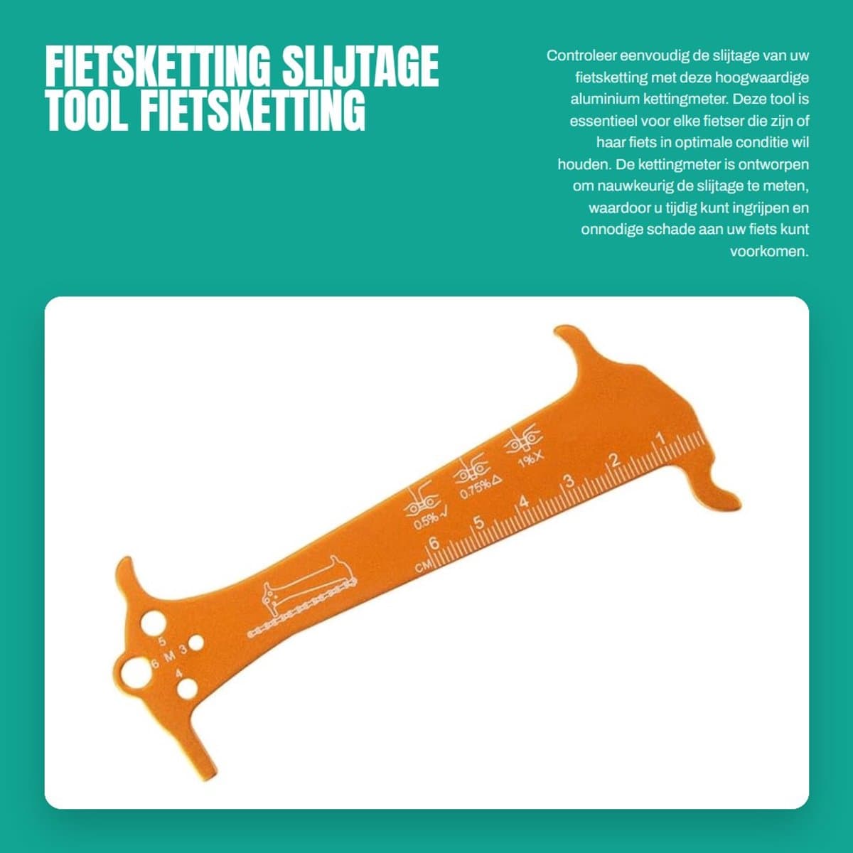 Dailygoods- Fietsketting Slijtage Indicator - Aluminiumlegering - Draagbaar - Kettingslijtage Meter - Ketting Meetliniaal - Eenvoudig Onderhoud - Kettingmeter