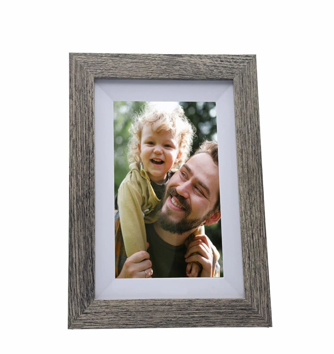 Pora&Co - Digitale fotolijst met WiFi en Frameo App -8 inch – HD -IPS Display – Donker Bruin/Wit - Micro SD – Touchscreen