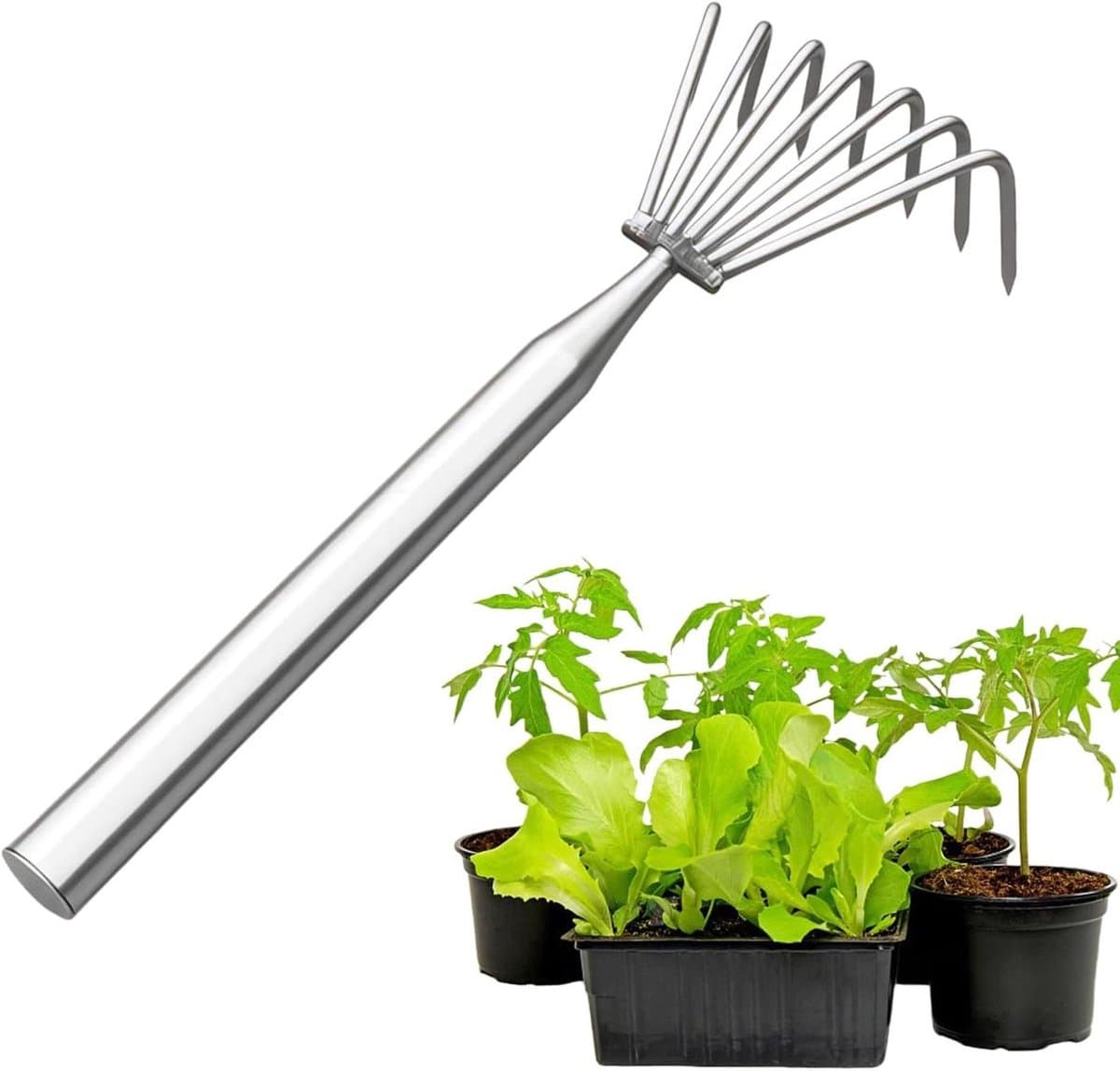 Tuinhark - Gazon cultivator - Bodem losmaken - Ergonomisch ontwerp - 7 klauwen - Metaal