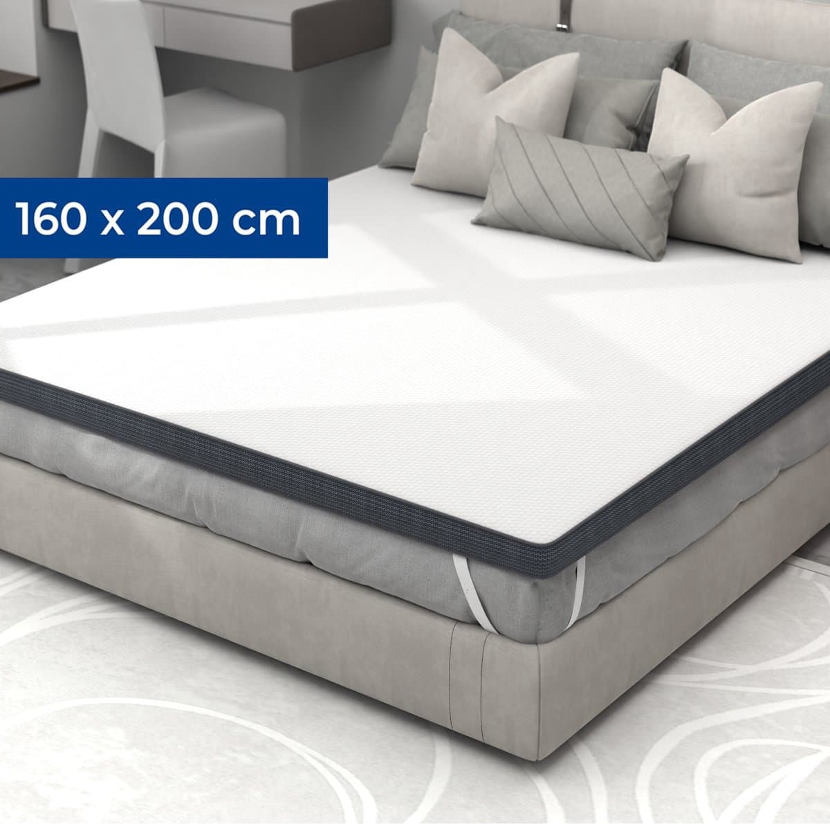CozySense® Topper Matras 160x200 - 8 cm Verkoelend Topmatras - Gel Infused Traagschuim - CertiPUR-US® - Wasbare Hoes - Stevige Hardheid