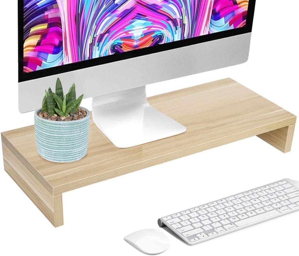 Monitor Verhoger - Bureau Verhoging - Comfortabel Werken - Ruimte Besparend Ontwerp - 50 x 20 cm - Naturel