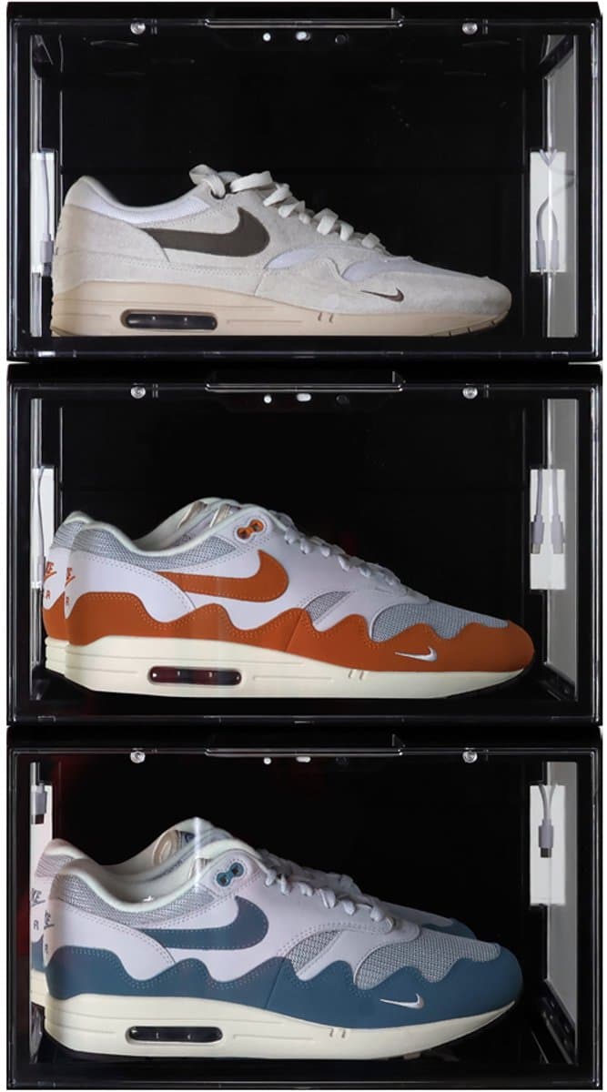 Sneakerstack® LED Sneakerbox Zwart – 3 stuks - Stapelbare Schoenenbox – Past tot schoenmaat 48 – Premium Opbergbox