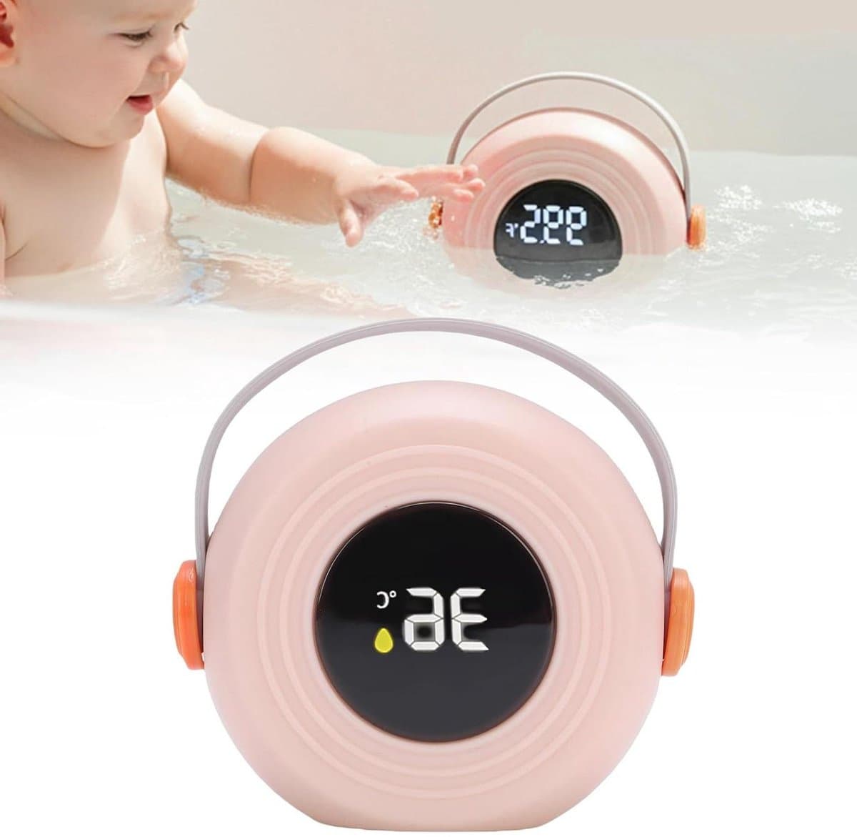 Babybadthermometer - Badspeelgoed Thermometer - Veilig Baden - Leuke Luidsprekervorm - 9x8x4 cm - Roze
