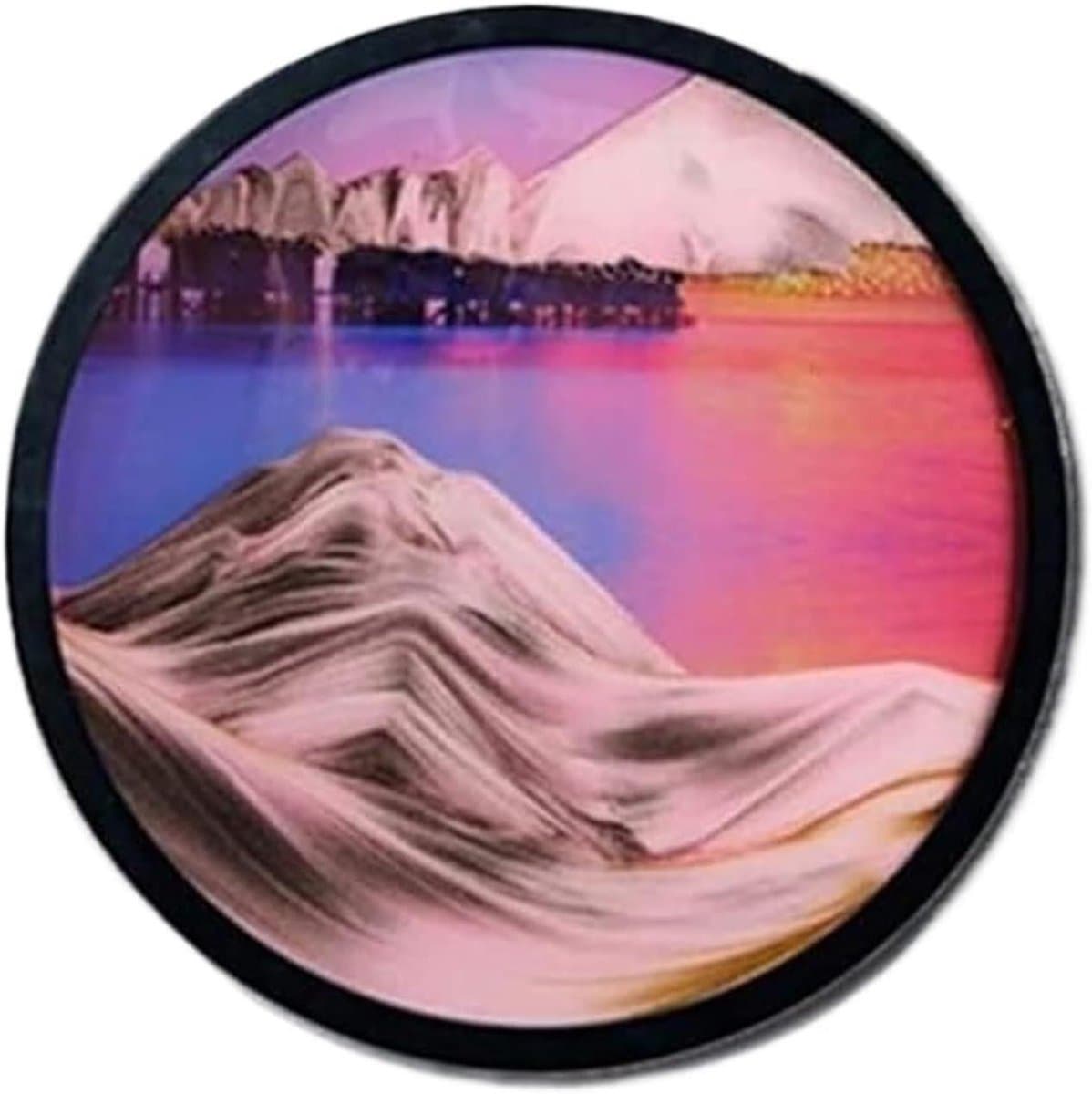 Zandlandschap Decoratie - Bewegend Zand Schilderij - Ontspannende Sfeer Creëren - Unieke Zandpatronen - 25 cm Diameter - Multicolor