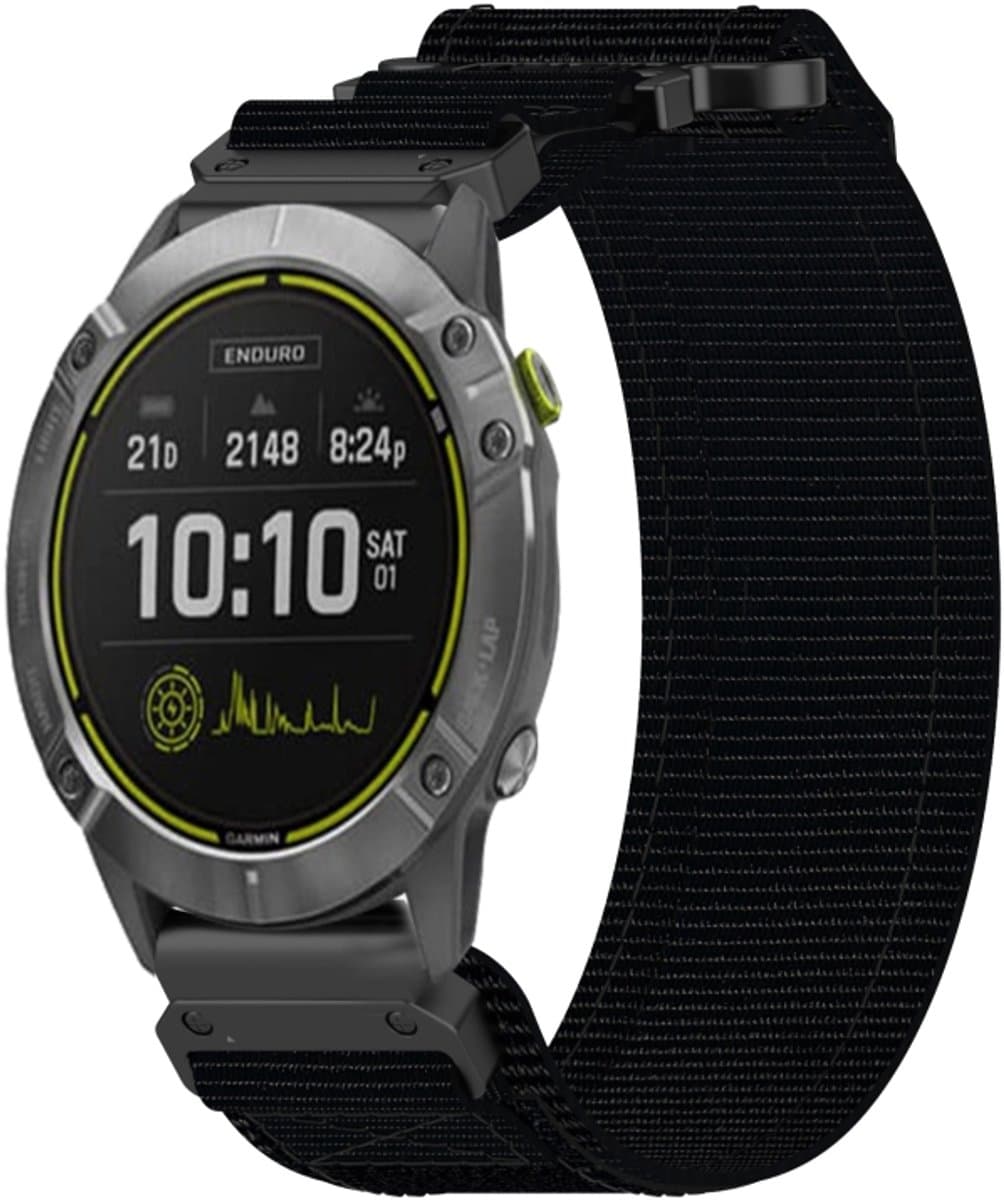 Voor Garmin Enduro 26 mm nylon klittenbandsluiting horlogeband (zwart)