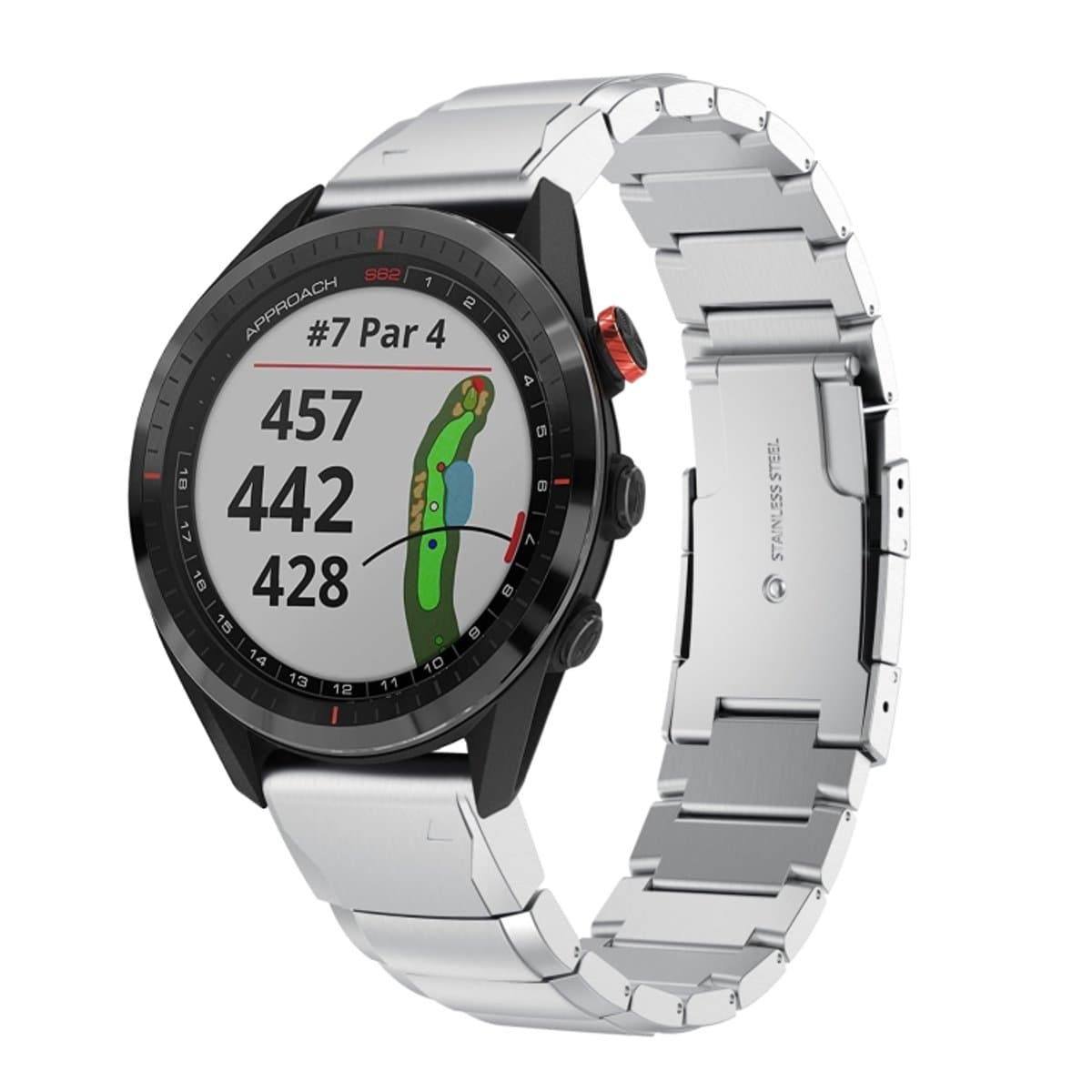 Voor Garmin Approach S62 22 mm schildpad roestvrij stalen horlogeband (zilver)