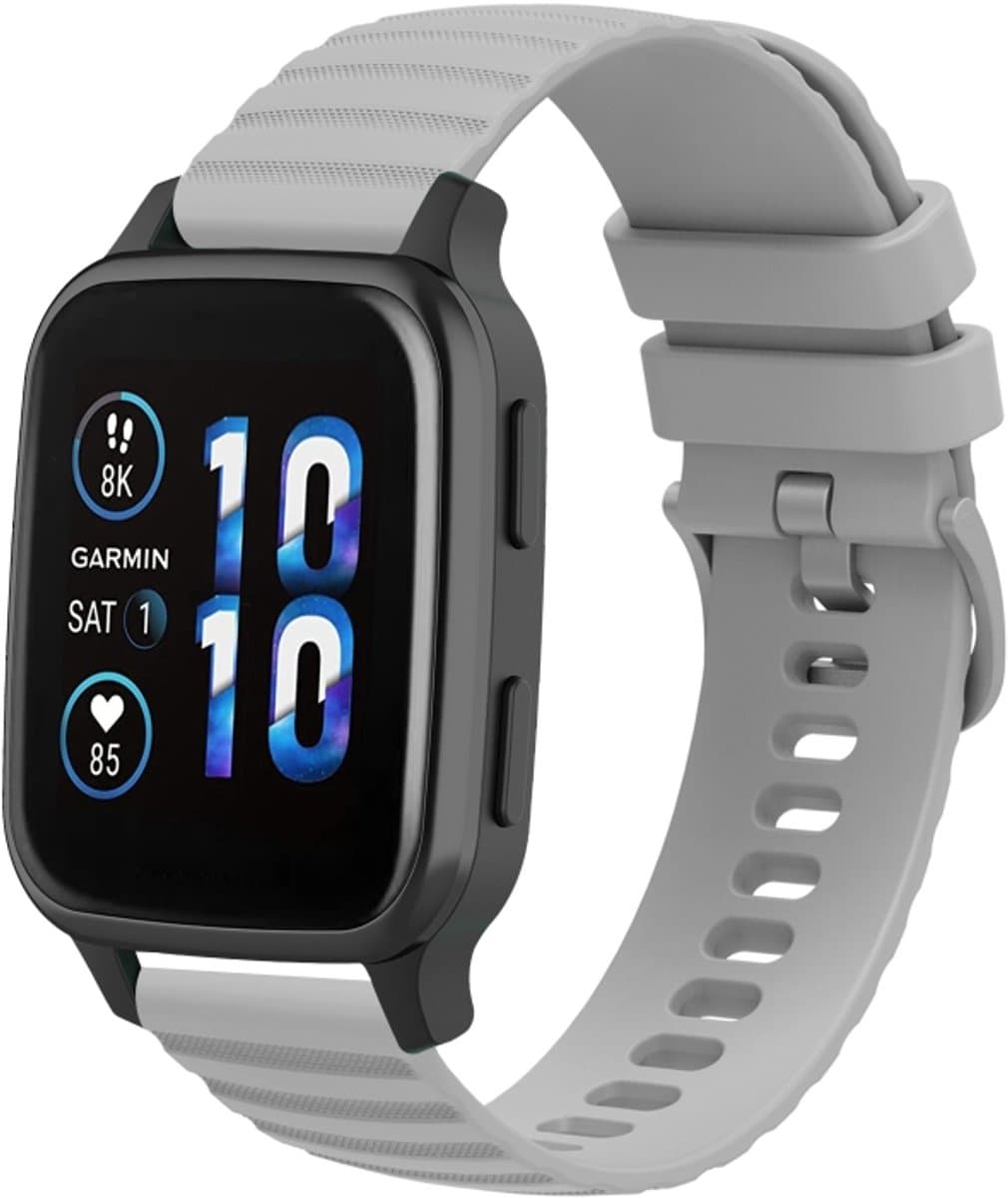 Voor Garmin Forerunner Sq2 Music 20 mm golvend puntpatroon effen kleur siliconen horlogeband (grijs)
