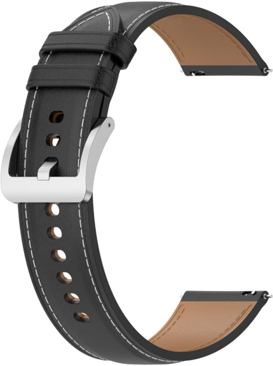 Voor Garmin VivoMove Sport reliëf lederen horlogeband (zwart)