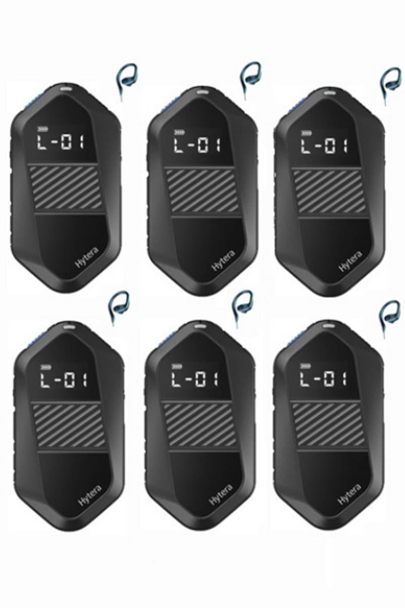 Set van 6 Hytera S1E LF Mini Portofoon vergunning vrij IP67 waterdicht met C-ring oortje