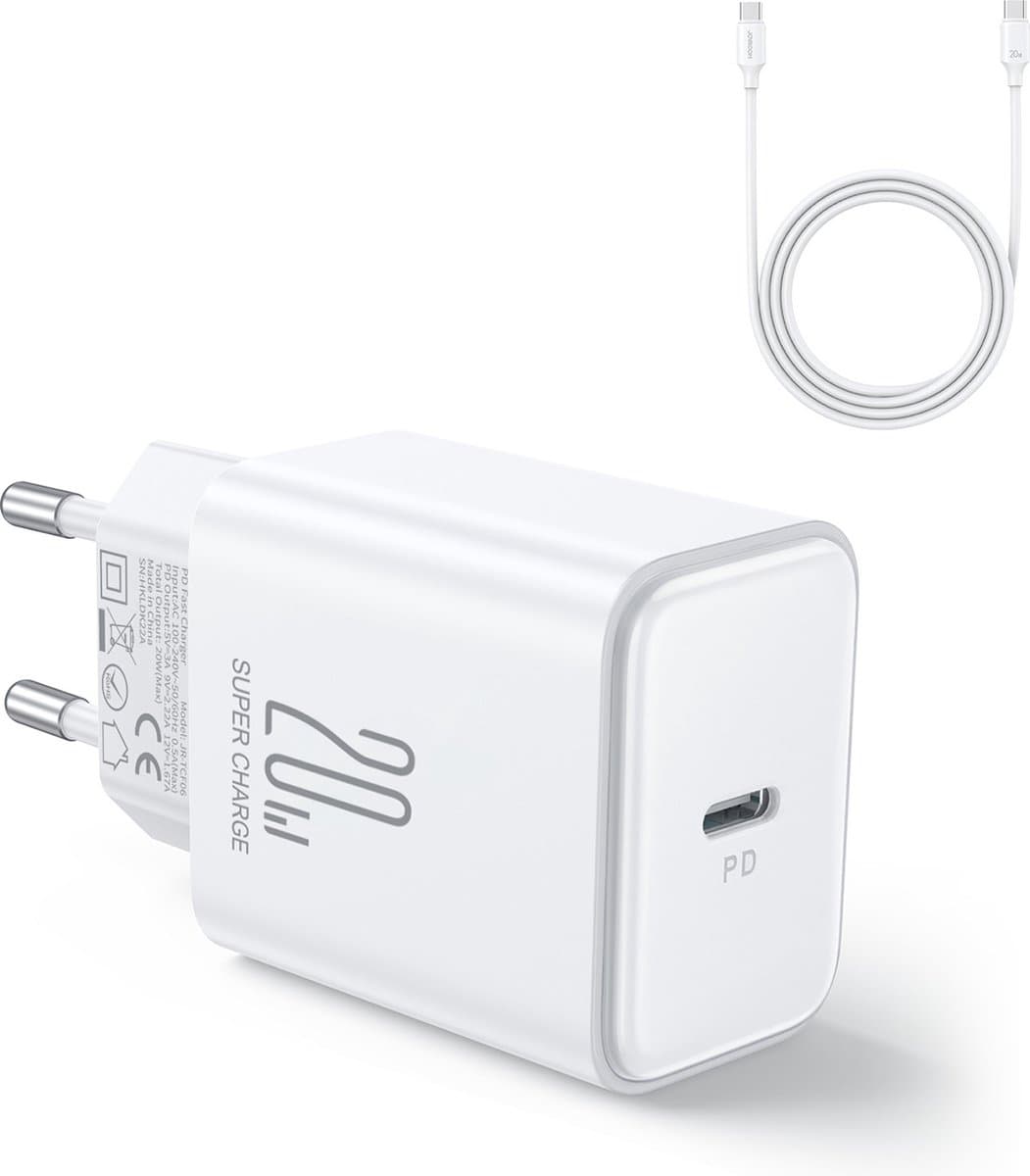 Joyroom PD 20W Oplader inclusief USB-C kabel - 1 Meter - Wit