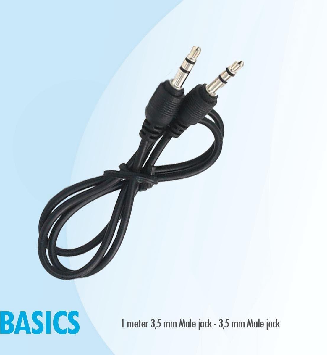 Basics 1 mtr 3,5 mm Male jack - 3,5 mm Male jack aux audio kabel
