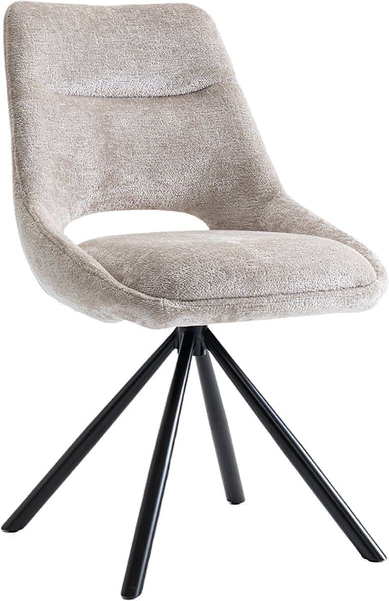 Stoel Noortje Beige - Metaal - Stof - Set van 2 - Zithoogte 50.5 cm - Zitdiepte 44 cm