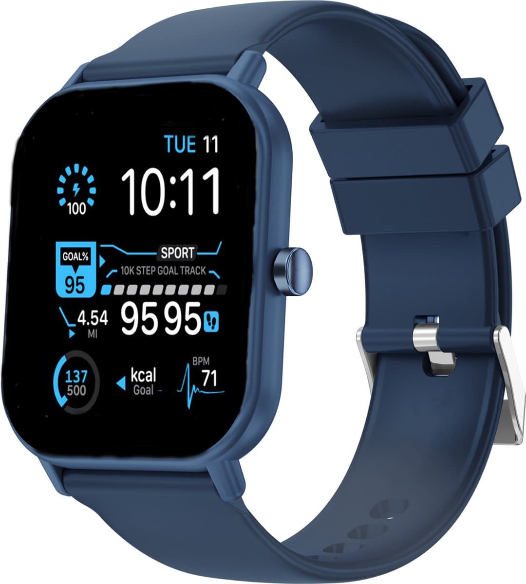 Fitgreat Grand 7 - Smartwatch - Smartwatch Dames - Heren& Kinderen- 2025 Model - Donkerblauw