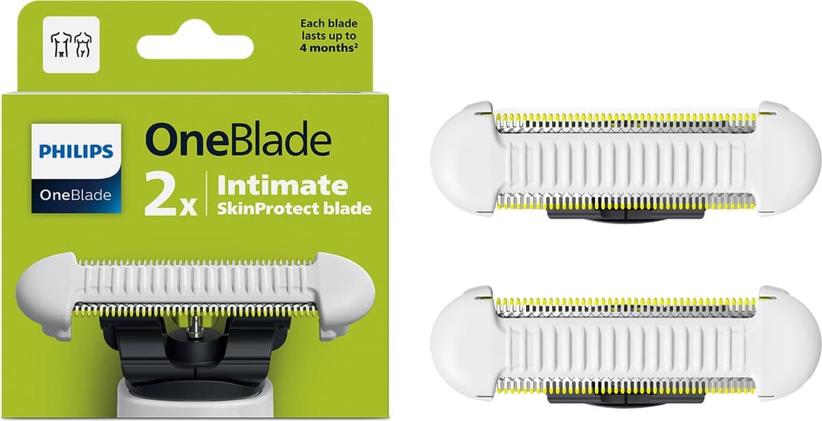 Philips OneBlade Intimate SkinProtect Blade - Vervangmesjes – Unisex – Wit – 2 stuks - QP229/50