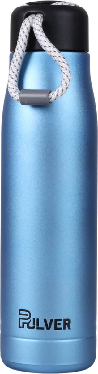 Pulver® - RVS Thermosfles / Drinkfles – BPA Vrij – 550 ml - Waterfles met draaidop – Drinkfles – Dubbele isolatie - Thermosbeker - anti lek- Blauw