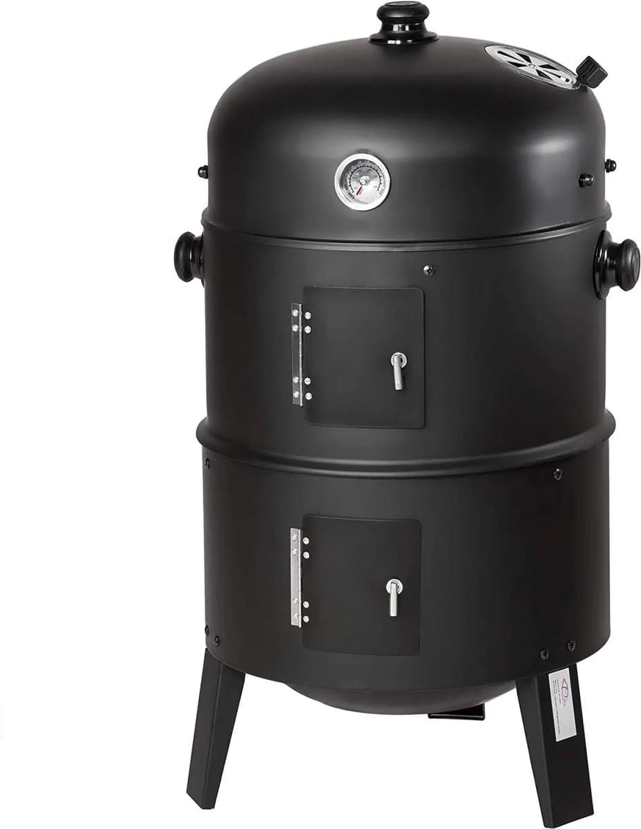 Huis-tuin online -Houtskoolgrill - Barbecue -Vat Roker - Grill Met Thermometer - Buiten Koken -diameter 41.
