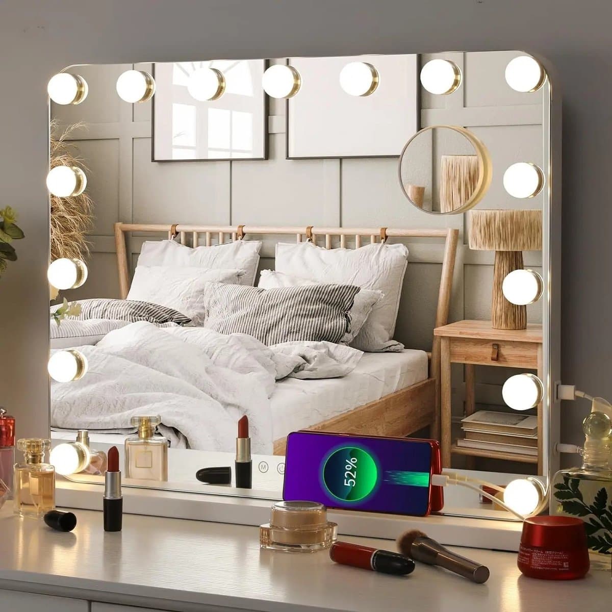 Huis-tuin online-Hollywoodspiegel -spiegel met zijverlichting - make up spiegel -slaapkamer -58 x 46 cm