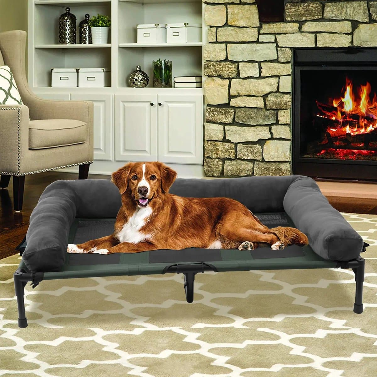 Huis-tuin online -Dierenmand -- Verhoogde Hond Bed - Huisdier Lounger - Indoor - Outdoor - Waterdicht -:** 110 x 80 x 28 cm (