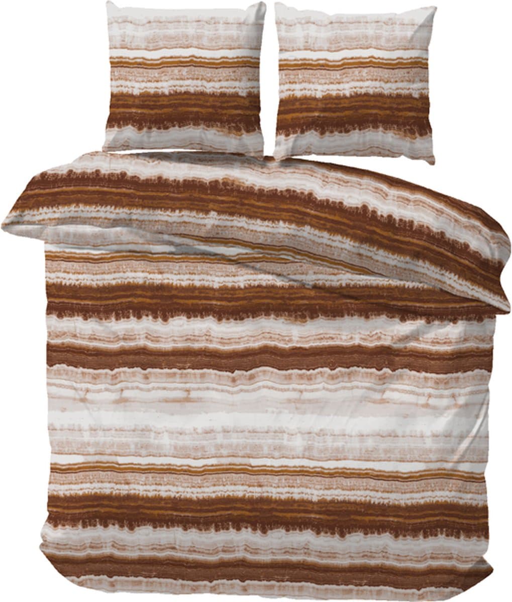 iSleep Dekbedovertrek Riff - Tweepersoons - 200x200/220 cm - Bruin