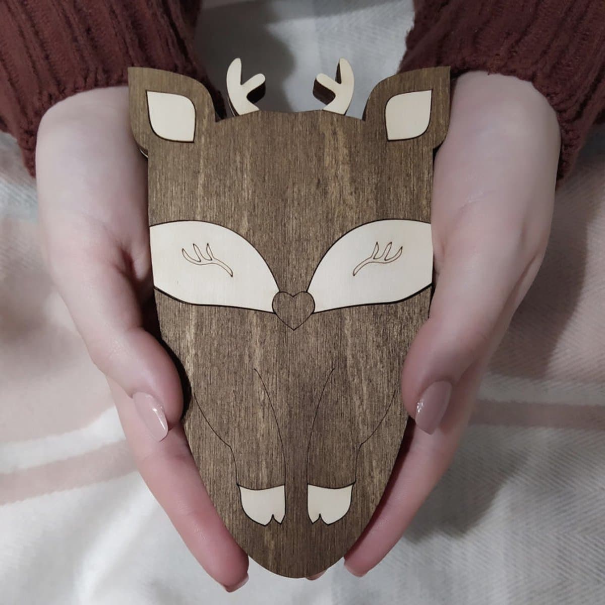 Scharendoosje Kindfox - Deer - Hert - Houten scharendoosje