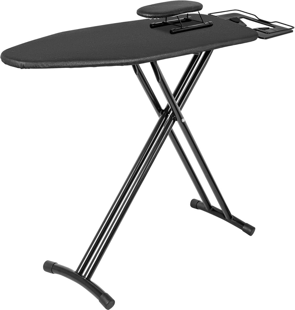 LifeStages® Comfortboard strijkplank, strijkoppervlak 122 x 38 cm, in hoogte verstelbaar, ruimtebesparend inklapbaar, geschikt voor de meeste stoomstrijkijzerstations, zwart