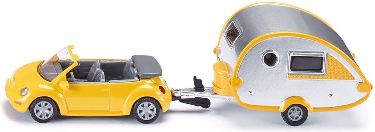 Siku VW Kever met caravan speelgoedmodel - geel, 16,4 cm