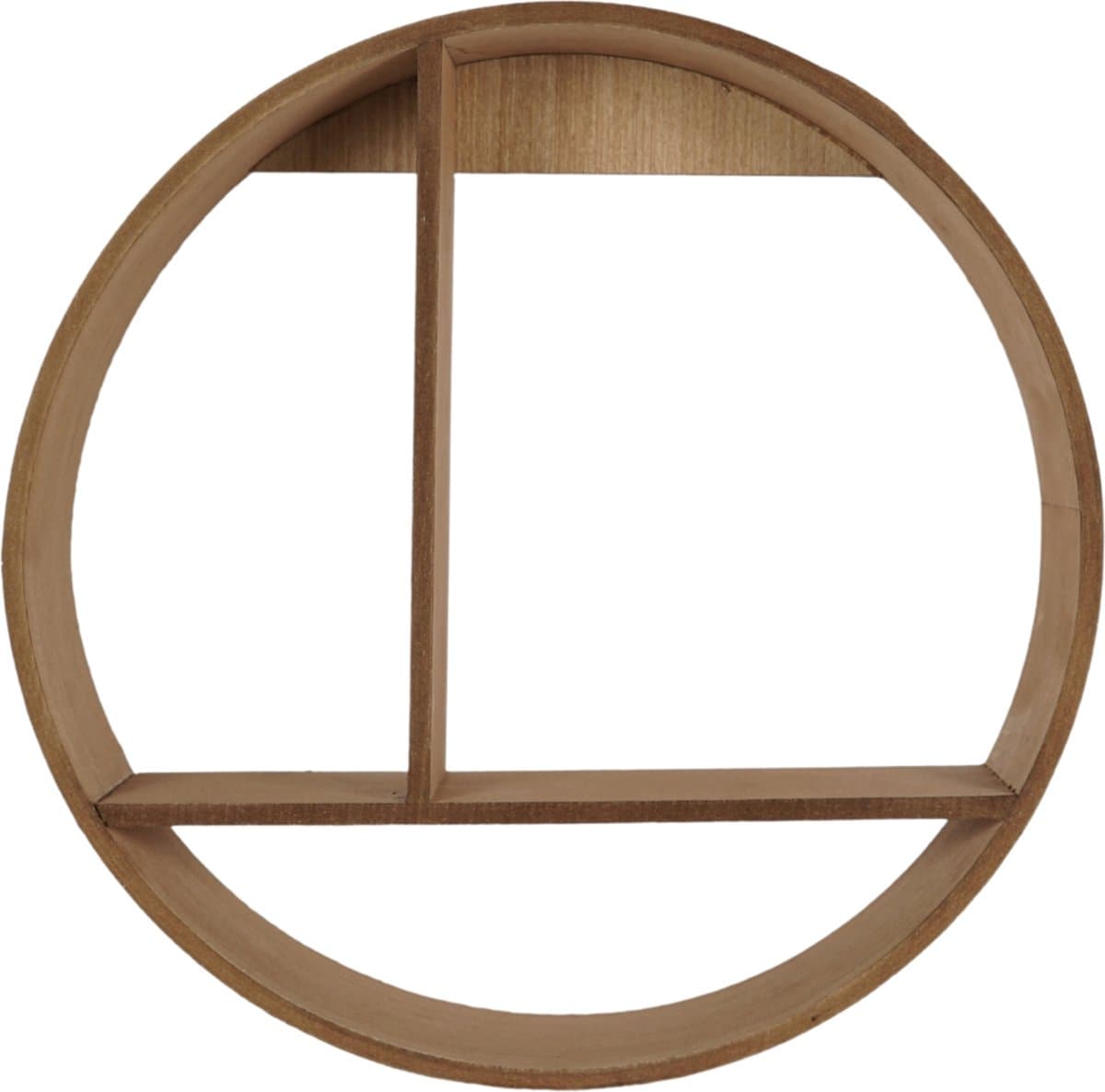 Home Accents wandrek lichtbruin 37 cm - wandkast - houten wanddecoratie - rond - houten wandrekken - decoratieve wandkast - muurdecoratie
