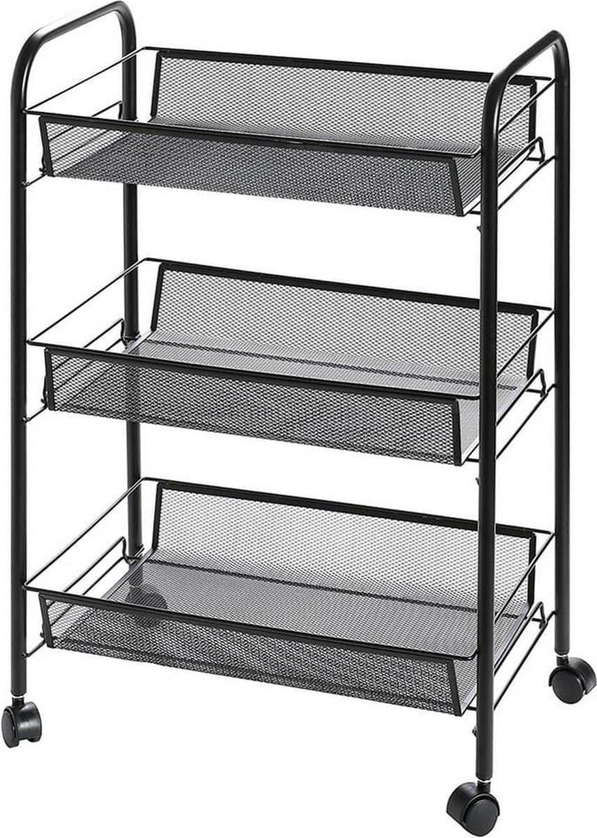 Keukentrolley - op wieltjes - 45x27,5x63,5 cm - zwart