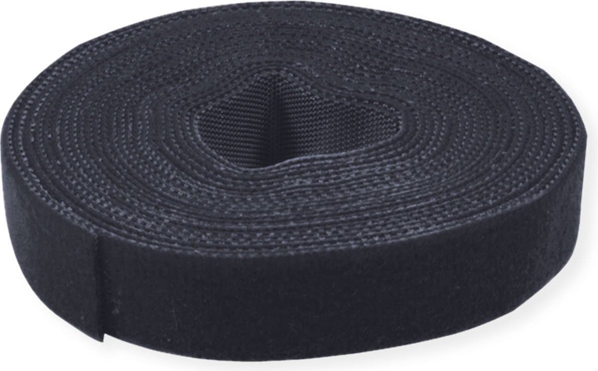 VALUE Klittenband op rol, 10mm, zwart, 25 m